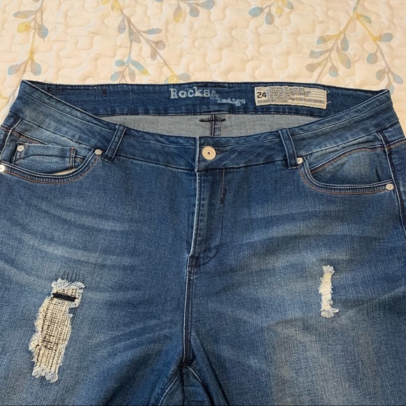 Rocks & Indigo Distressed Skinny Jeans size 24 - Picture 4 of 10